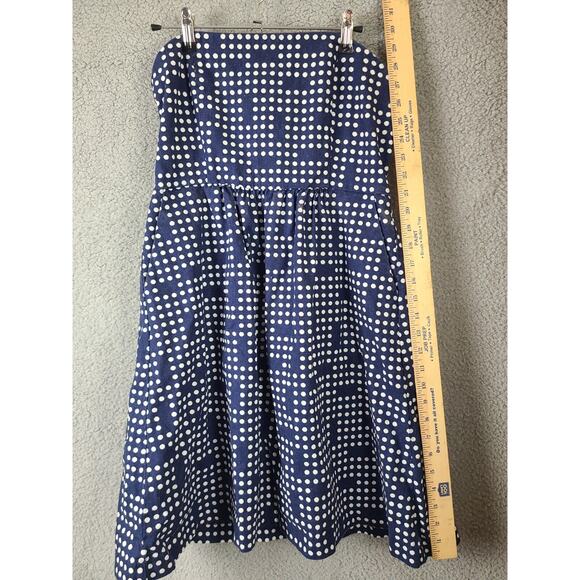 GAP Womens Blue White Strapless Polka Dots Linen Blend Dress Size 8 - Picture 7 of 8